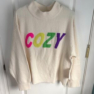 a new day Cream Sweater with Colorful Cozy Print